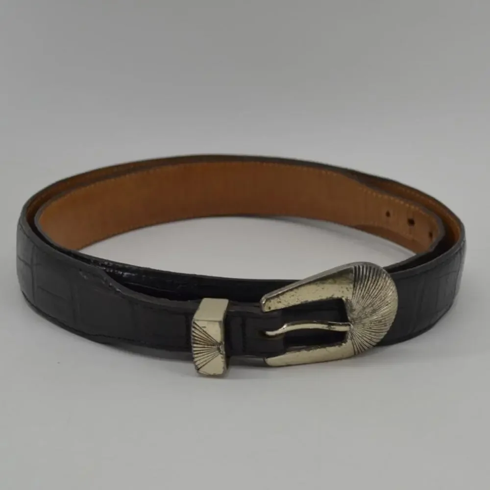 Brighton Mens Leather Belt USA Croc Embossed Dress Causal 40